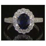 14K Gold 2.20 ct Sapphire & Diamond Ring