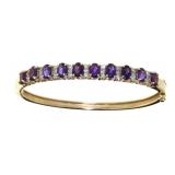 14kt Gold 5.00 ct Amethyst-Diamond Cuff Bracelet