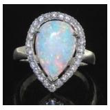 Pear Cut 4.81 ct Fire Opal Designer Ring