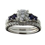 14kt Gold 2.22 ct Diamond & Sapphire Bridal Set