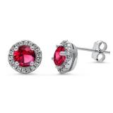 Gorgeous 2.00 ct Ruby Sapphire Solitaire Earrings