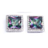 Princess Cut 6.00 ct Mystic Topaz Earrings