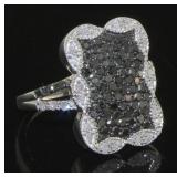 Cushion Design 1.00 ct Black-White Diamond Ring