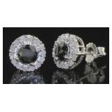 Natural 2.50 ct Black-White Diamond Stud Earrings