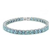 Round 14.50 ct  Aquamarine Tennis Bracelet