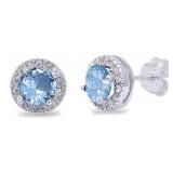 Gorgeous 2.00 ct Aquamarine Halo Earrings