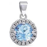 Gorgeous 2.00 ct Aquamarine Halo Pendant