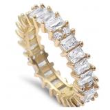 Yellow Toned Radiant & Round Cut CZ Eternity Band