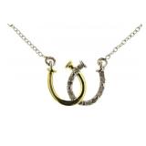 Two Tone Double Horseshoe Diamond Necklace