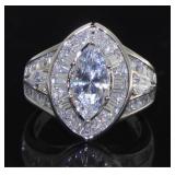 Fancy Marquise 3.35 ct White Topaz Baguette Ring