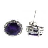 Oval 4.15 ct  Amethyst Designer Earrings