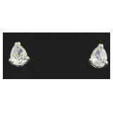 Pear Cut 2.00 ct White Topaz Solitaire Earrings