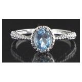 Genuine Blue Topaz & Diamond Designer Ring