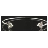 Double Heart Diamond Cuff Bracelet