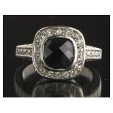 Beautiful White & Black Topaz Ring