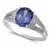 Stunning Oval Tanzanite & White Topaz Ring