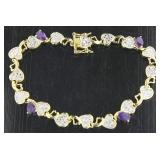 Genuine Amethyst & Diamond Accent Bracelet