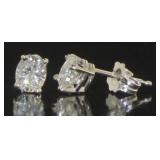 14kt Gold Oval 3/4 ct Diamond Stud Earrings