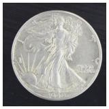 1942 AU Walking Liberty Silver Half Dollar