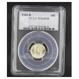 1943-D MS64FB Mercury Silver Dime