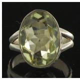 Natural 8.08 ct Green Amethyst Solitaire Ring