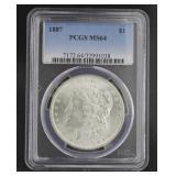 1887 Philadelohia MS64 Morgan Silver Dollar