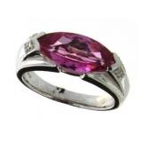 10kt Gold Marquise Pink Sapphire-Diamond Ring