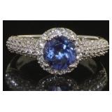 10kt Gold Round 2.20 ct Blue-White Sapphire Ring