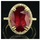 14kt Gold 9.65 ct Ruby & Diamond Ring