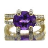 14kt Gold 4.52 ct Amethyst & Diamond Ring