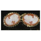 18kt Gold French Lock Cameo Earrings