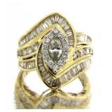 14kt Gold Marquise 2.00 ct Large Diamond Ring