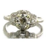 14kt Antique 1.35 ct Euro Mine Cut Diamond Ring