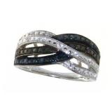 Fancy Blue-Black & White 1/3 ct Diamond Ring