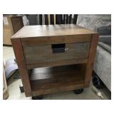 Elements Rustic End Table w/ Wheels