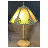Bradley & Hubbard Vintage Slag Glass Metal Lamp