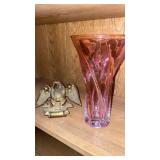 Pink Vase & Brass Eagle