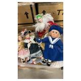 Red Lid Tote of Dolls & Stands