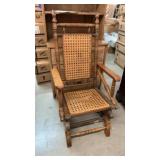 Antique Oak Cane Lincoln Rocker