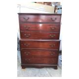 Vintage Solid Mahogany Highboy Chest