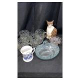 (4) Beautiful Mugs, Mustache Cup, Basket