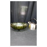 Footed Oval Bowl & Tea Kettle