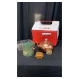 Thermos Cooler, Copper Tea Kettle, Pyrex