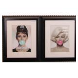 Marilyn Monroe/Audrey Hepburn Blowing Bubblegum