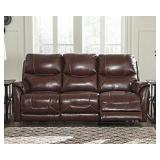 Ashley U11PWR Rec Leather Sofa with ADJ Headrest