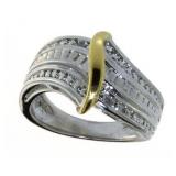 Two Tone Diamond Accent Dinner Ring