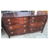 Vintage Mahogany Bow Front Double Dresser