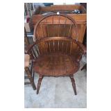 Pair (2) Vintage Oak Windsor Arm Chair