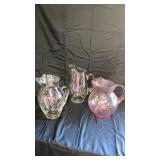 (3) Beautiful Crystal  Pitchers