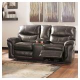 Ashley u730 LEATHER PWR DBL Recliner w/Console